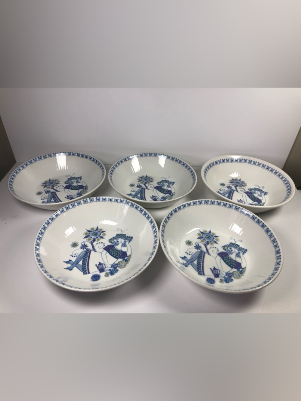 5 Figgjo Lotte Norway Cereal Bowls✨ Turi Design Scandinavian Mid-Century 60s